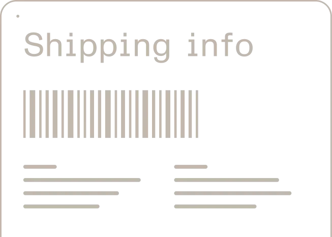 A shipping info panel with a barcode awaiting scan.