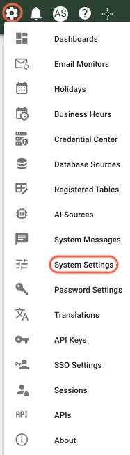 Settings menu with System Settings option highlighted