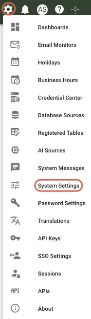 Settings menu with System Settings option highlighted