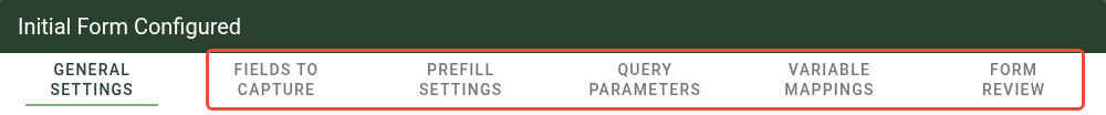 Form task configuration tabs