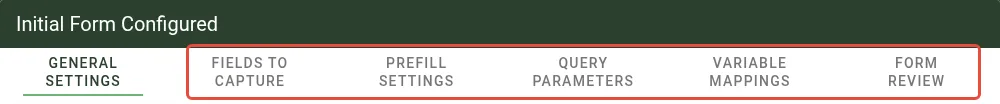 Form task configuration tabs