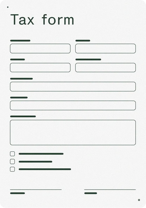 A tax form panel with labeled fields awaiting entry.