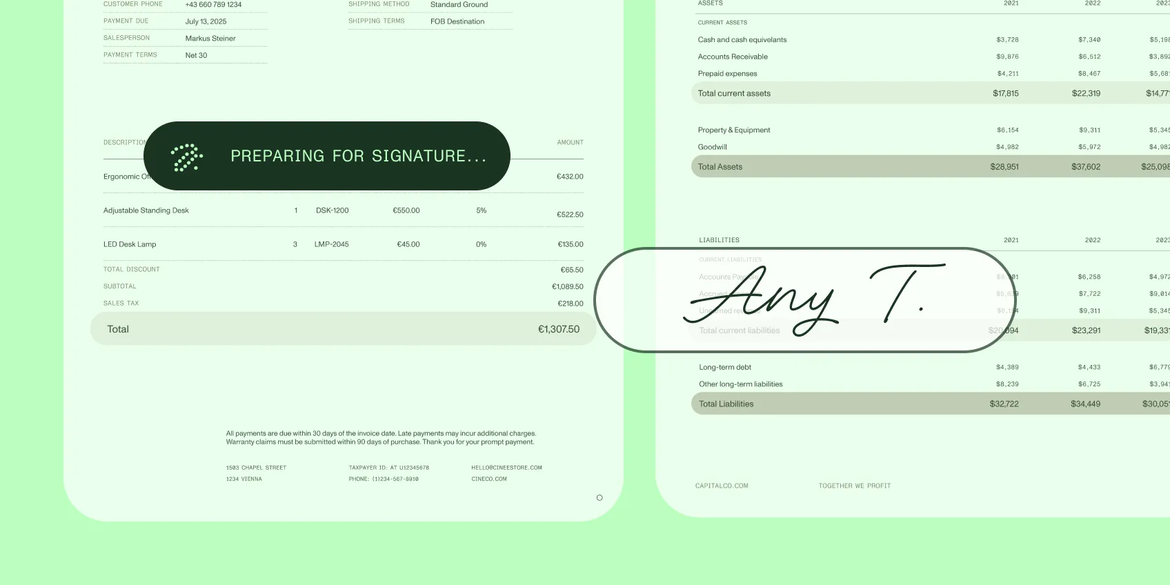 The reviewed packet prepared and ready for signature.