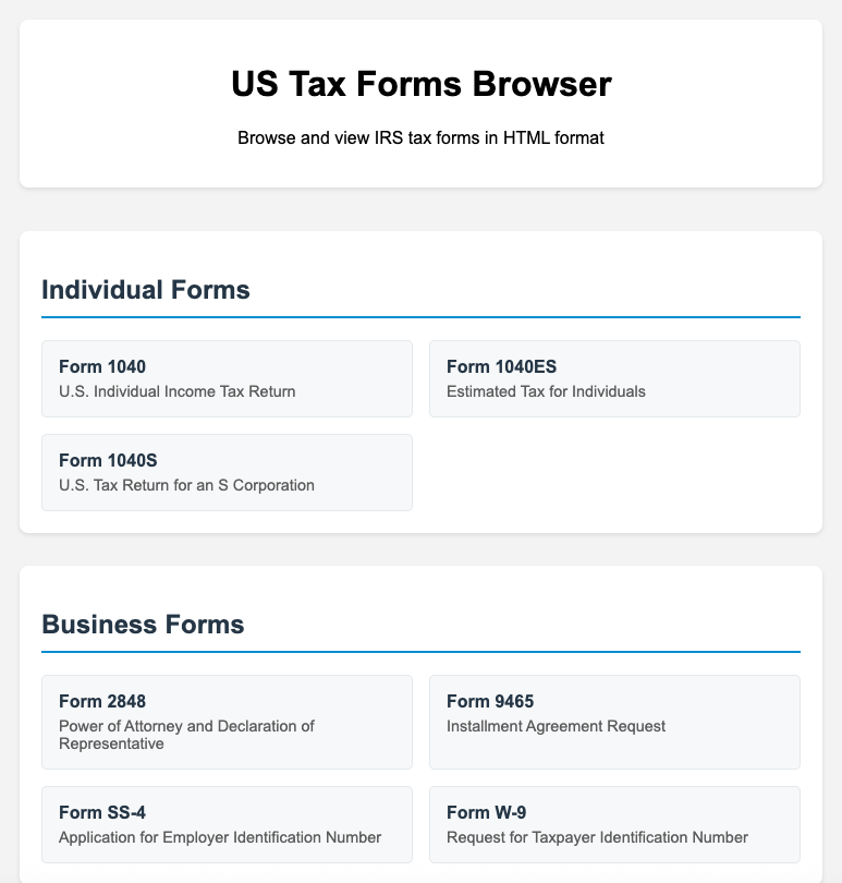 Tax Form App Landing Page