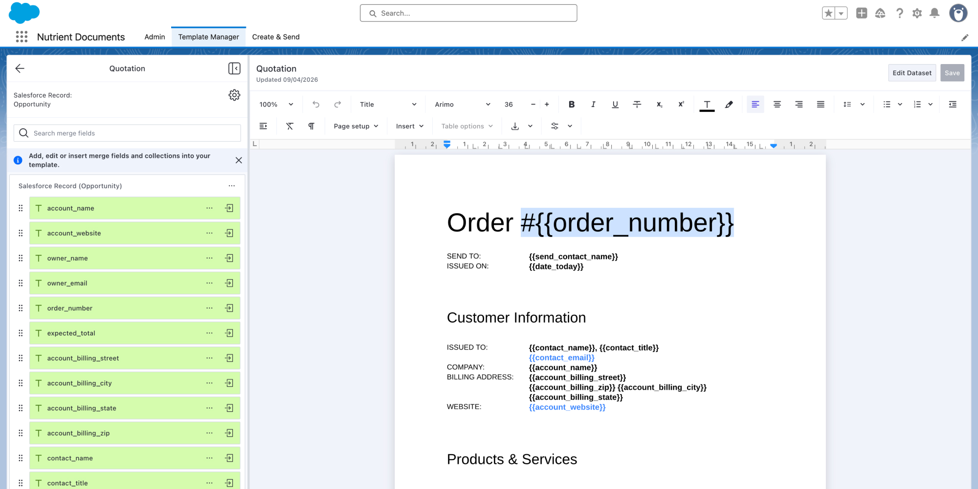 Template Manager in Nutrient Documents for Salesforce