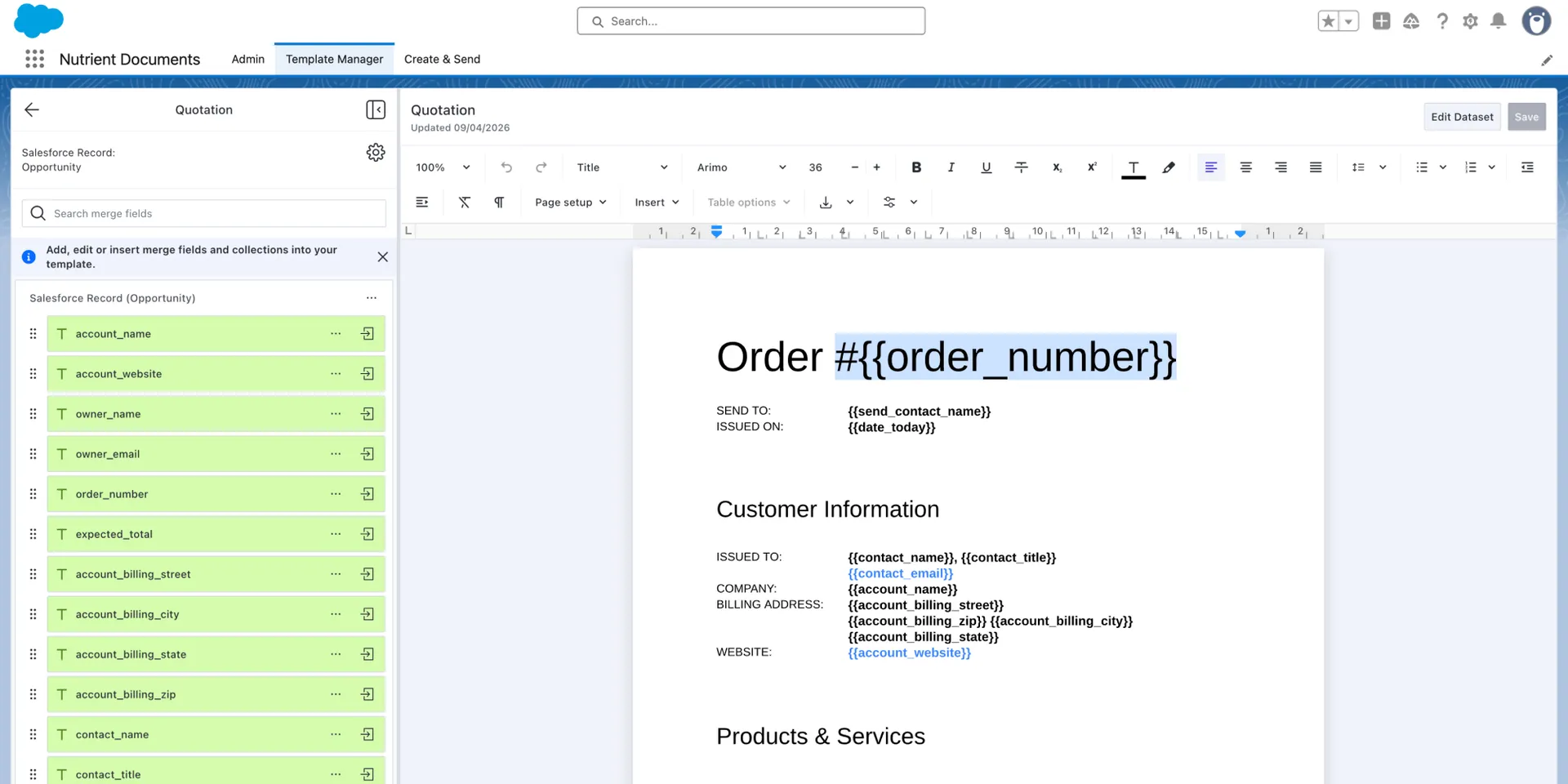 Template Manager in Nutrient Documents for Salesforce