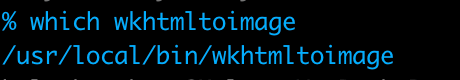 Terminal showing the path to wkhtmltoimage