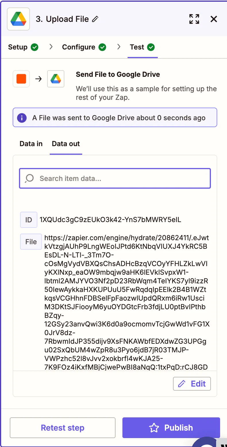 Final test step to confirm the annotated PDF was uploaded