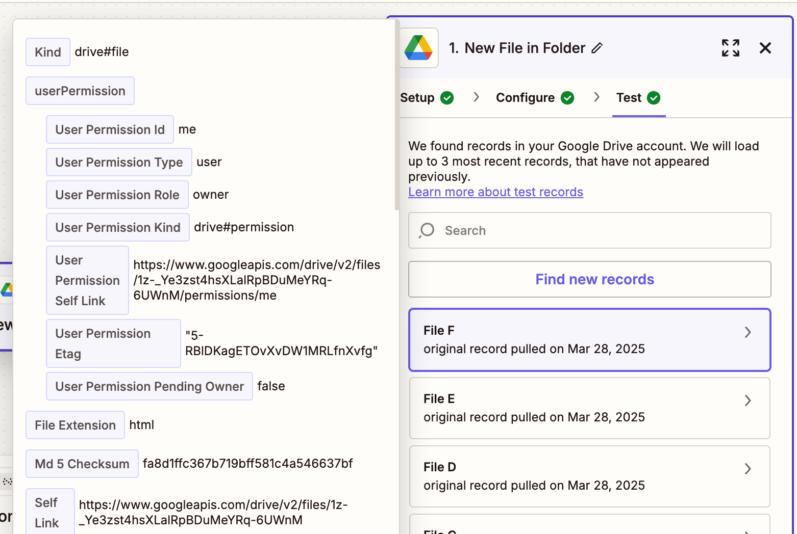 Successful trigger test with HTML file