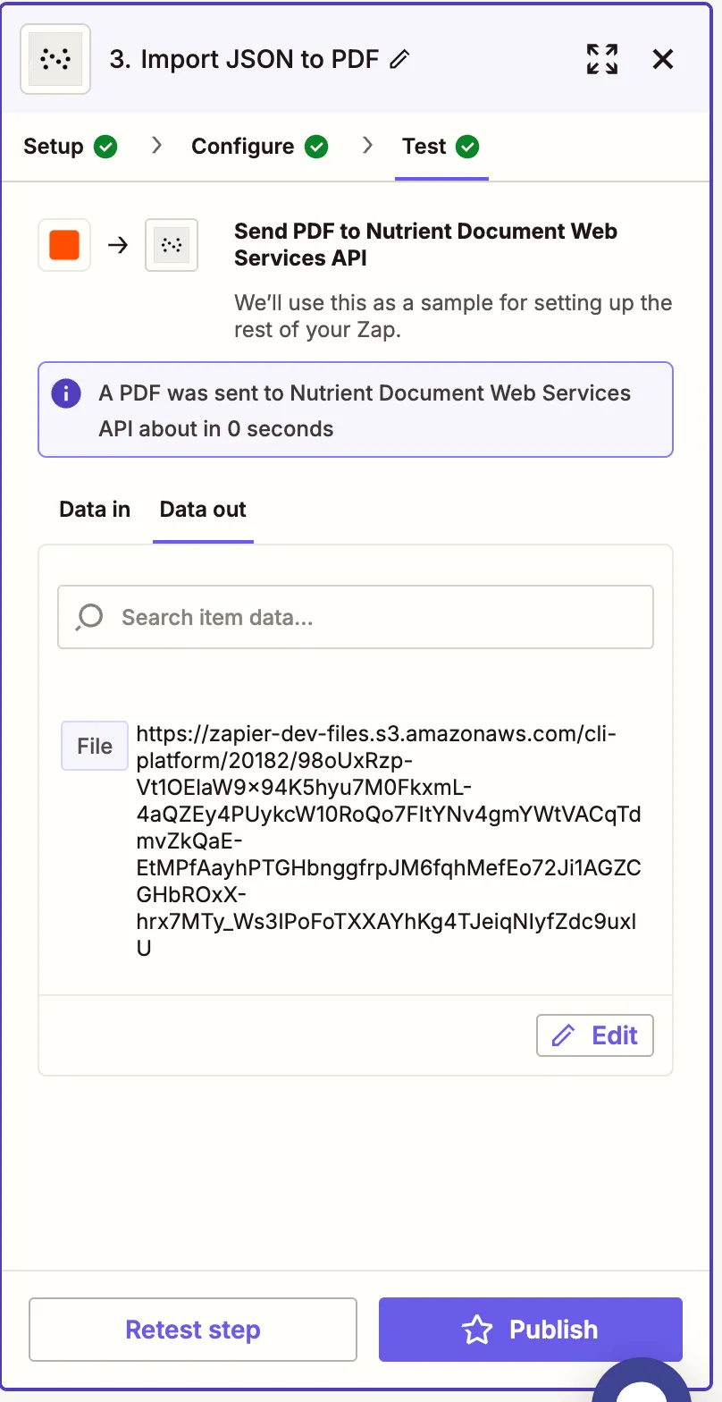 Test result showing successfully annotated PDF