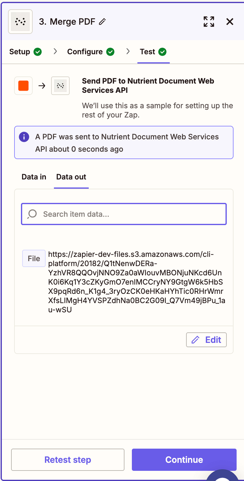 Test showing merge completed successfully