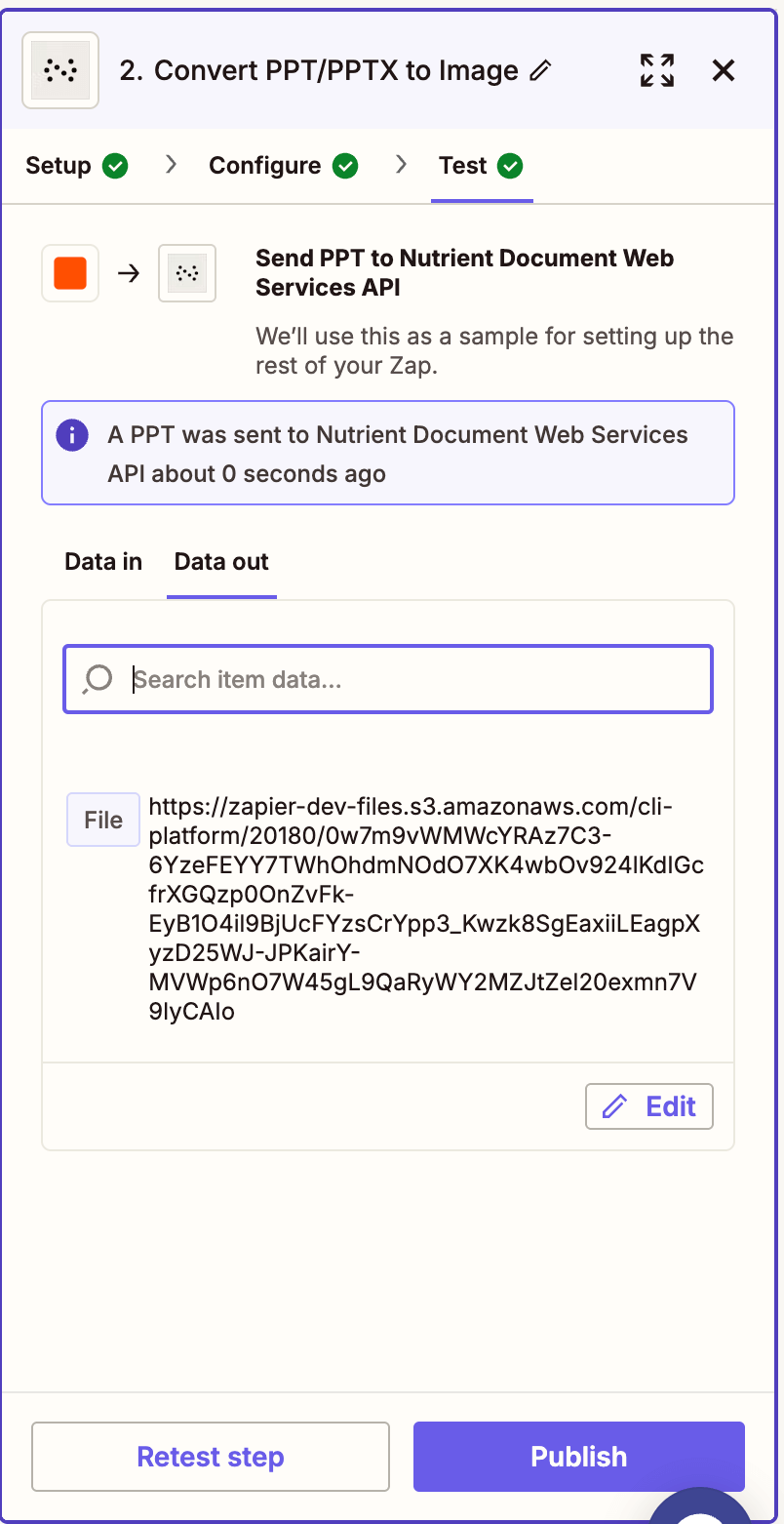 Test showing PowerPoint file successfully converted to image
