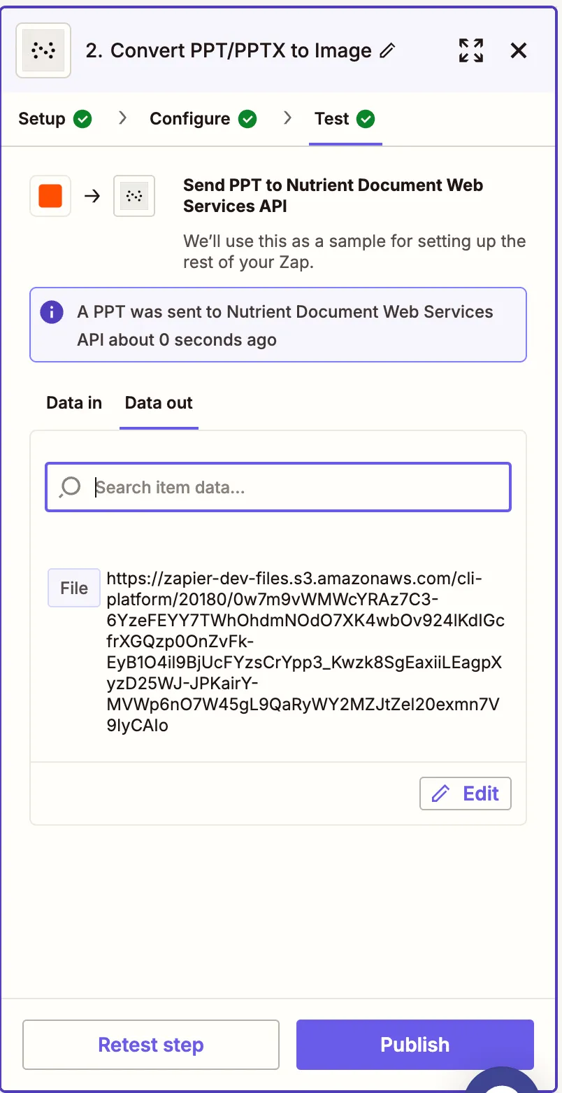 Test showing PowerPoint file successfully converted to image