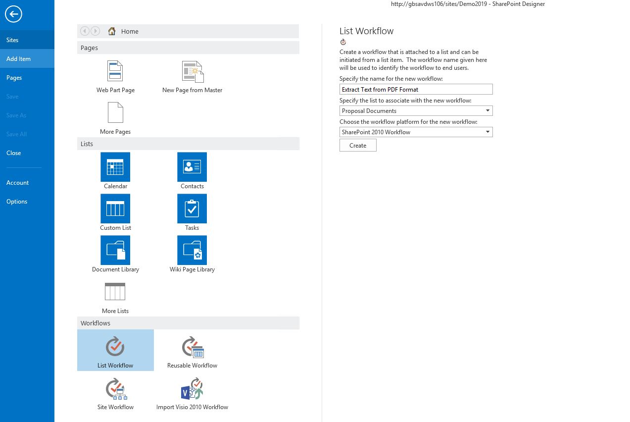 add item and list workflow