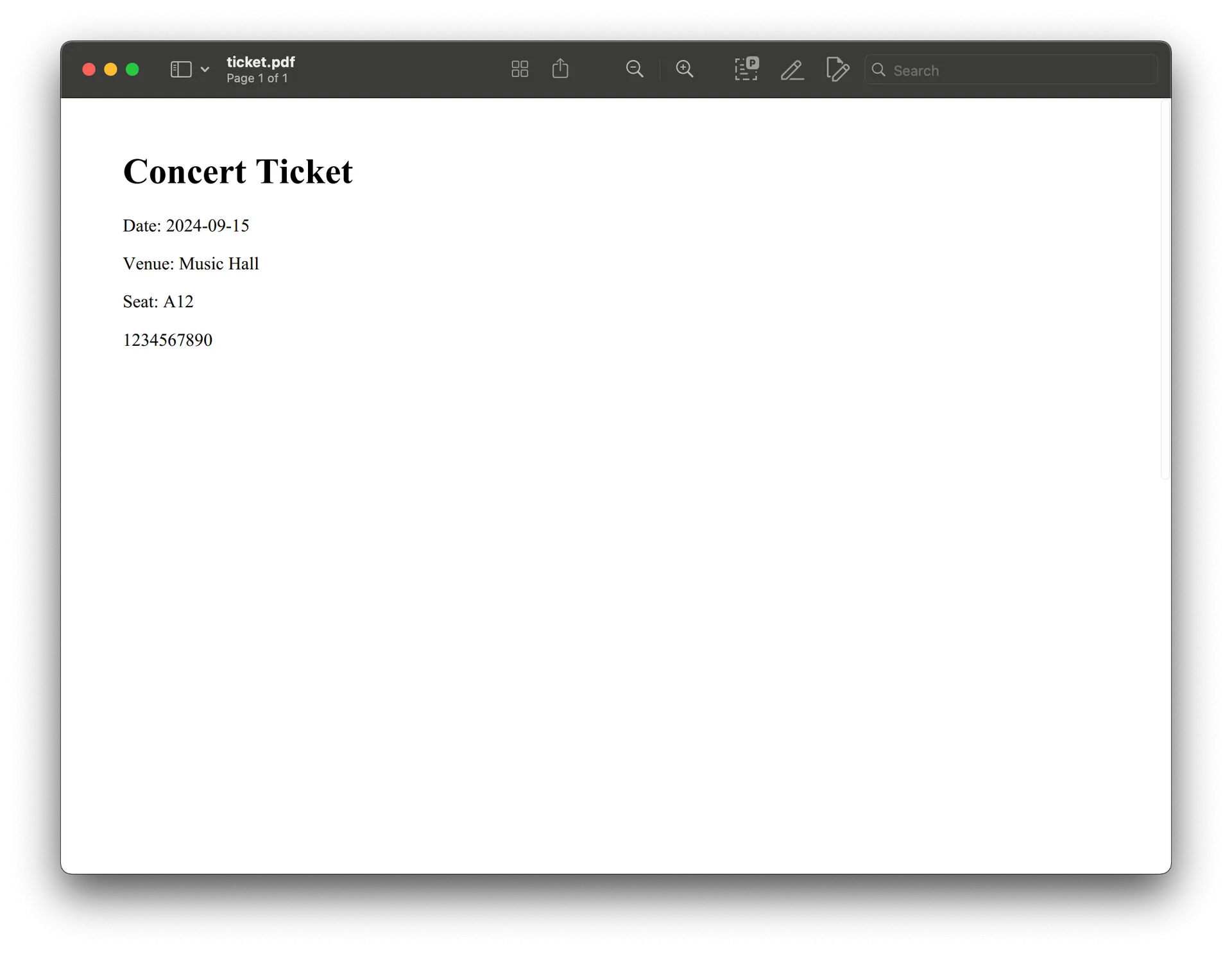 Event ticket rendered as PDF from HTML