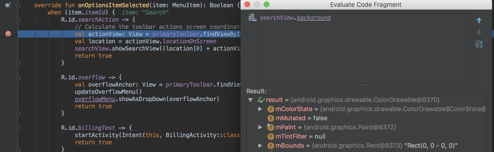 Evaluate code