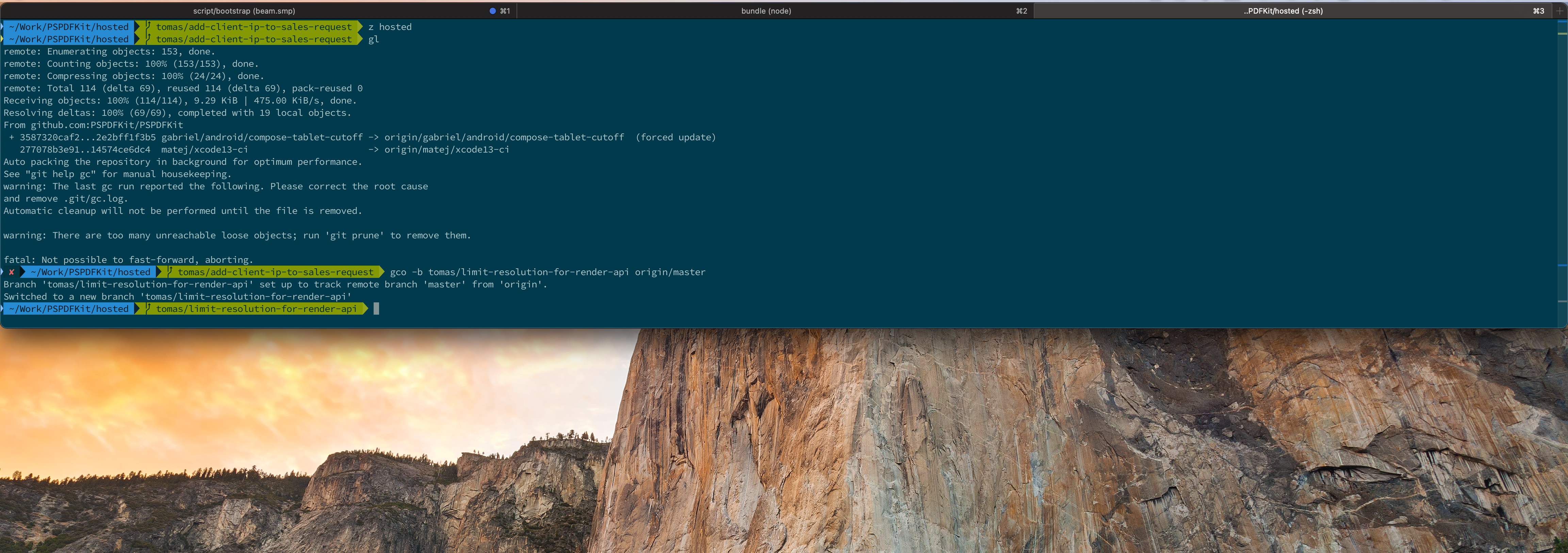 Tomáš’ terminal taking up the top portion of his screen.
