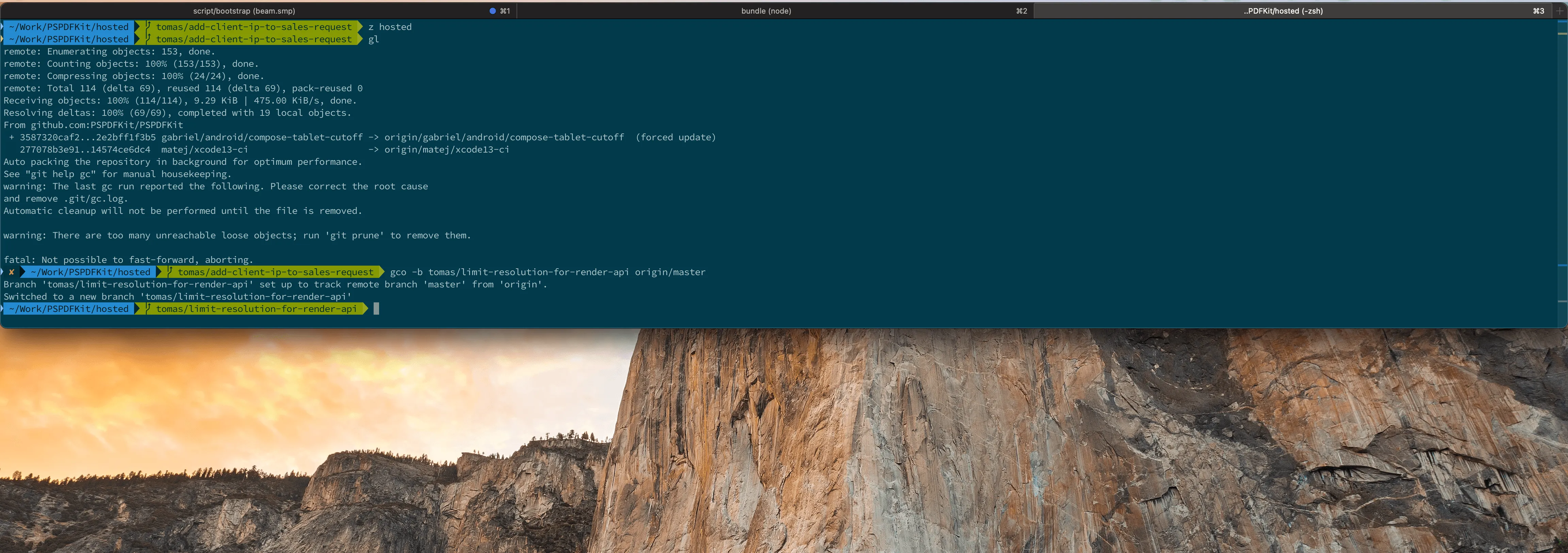 Tomáš’ terminal taking up the top portion of his screen.