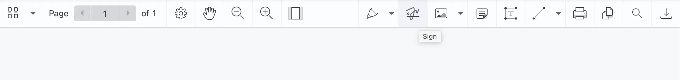Screenshot of Nutrient UWP SDK toolbar with the sign button highlighted.