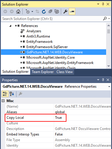 Copy Local property set to True in Properties window