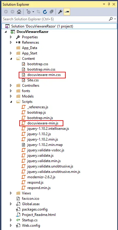 DocuVieware resources added to Scripts and Content folders