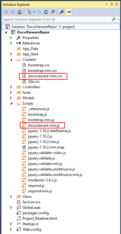 DocuVieware resources added to Scripts and Content folders