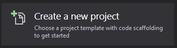 Visual Studio new project dialog