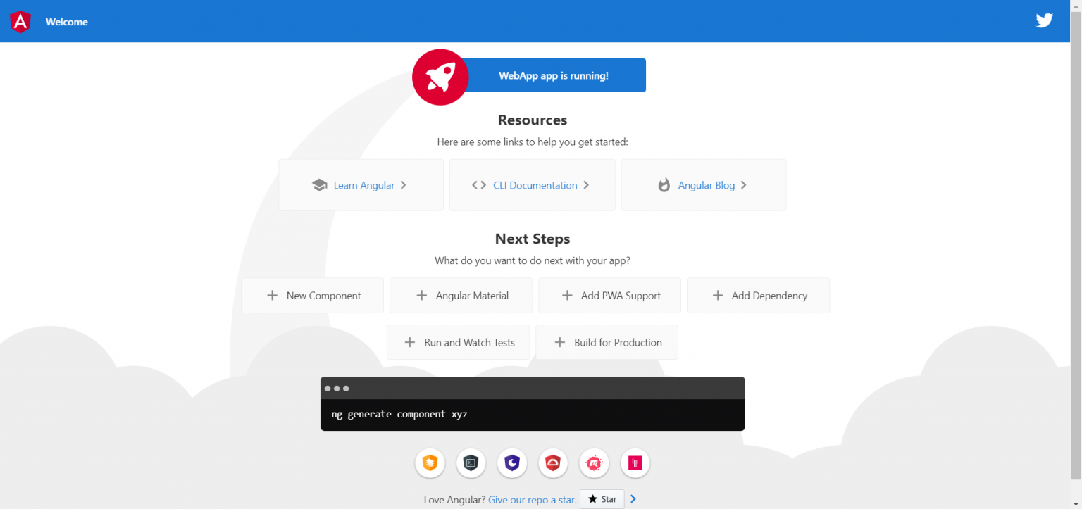 Angular 10 application running successfully