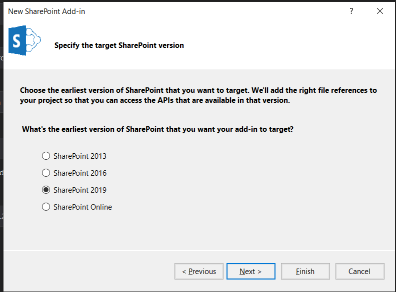 SharePoint hosting type selection