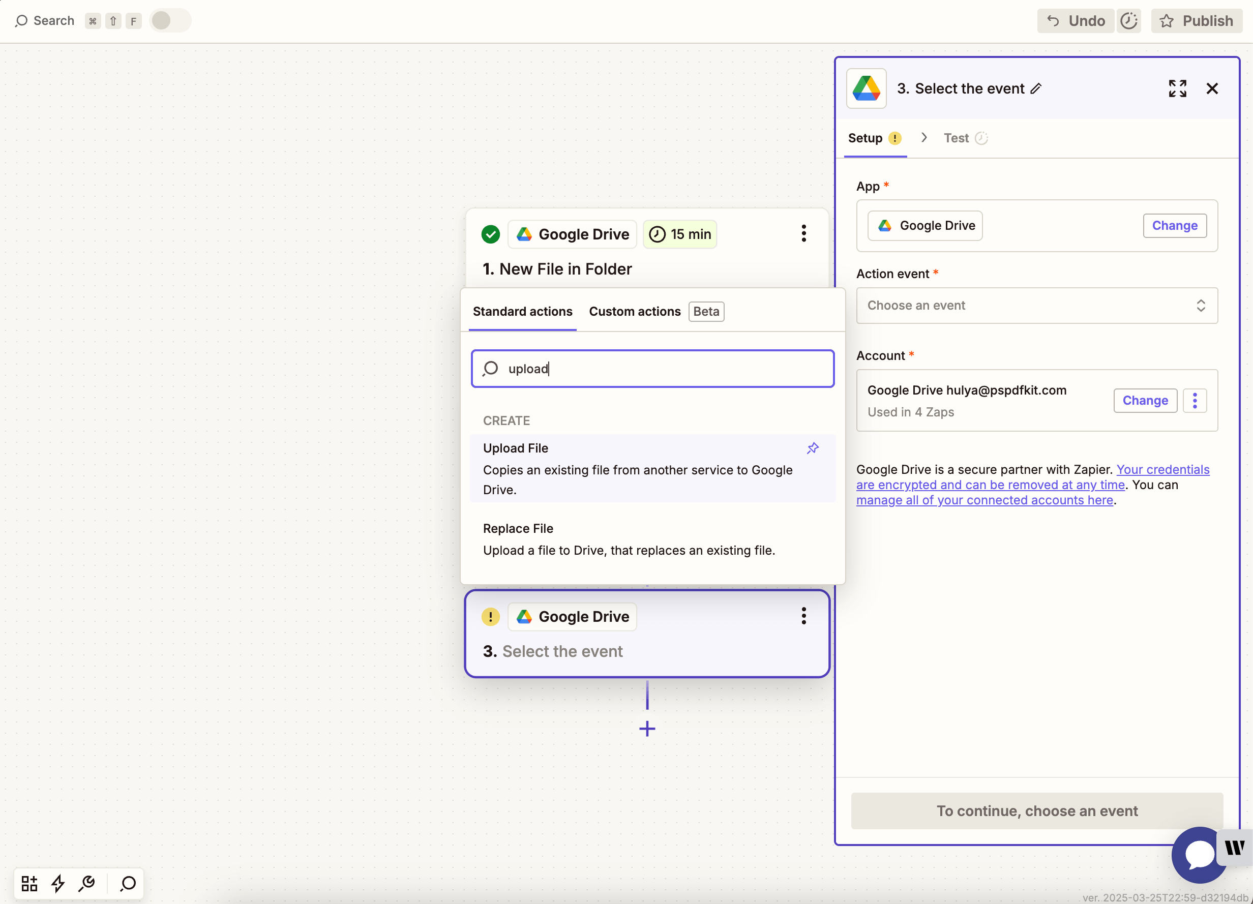Choose 'Upload File' as the final action to save the annotated PDF