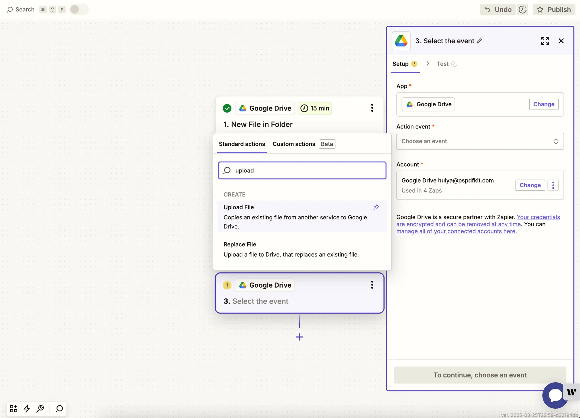 Choose 'Upload File' as the final action to save the annotated PDF