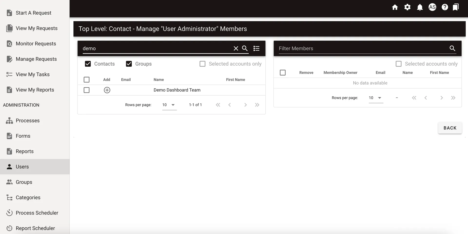 User Administrator role assignment interface