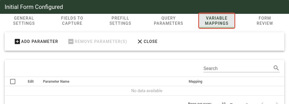 Variable Mappings configuration tab