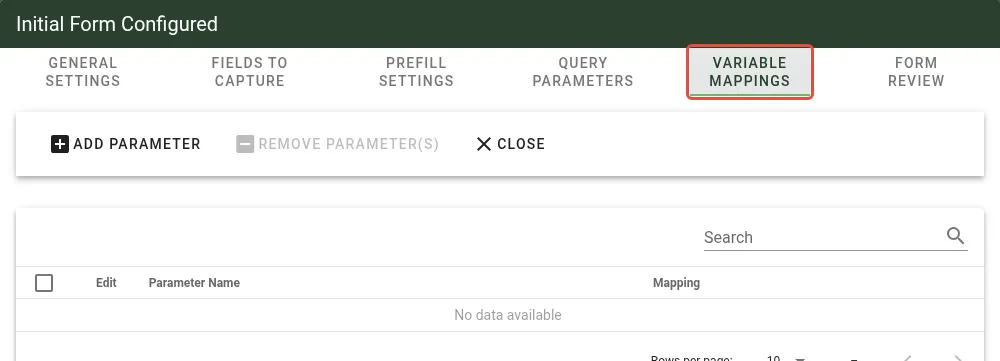 Variable Mappings configuration tab