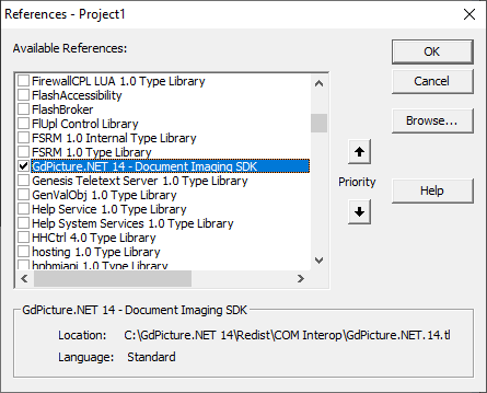 Selecting GdPicture.NET 14 - Document Imaging SDK