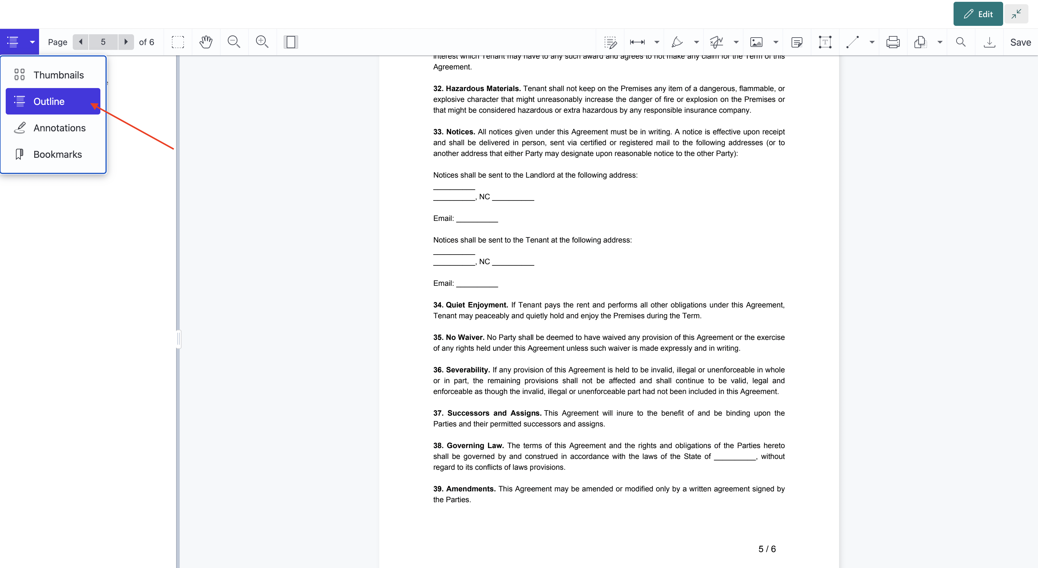 Document outline viewer