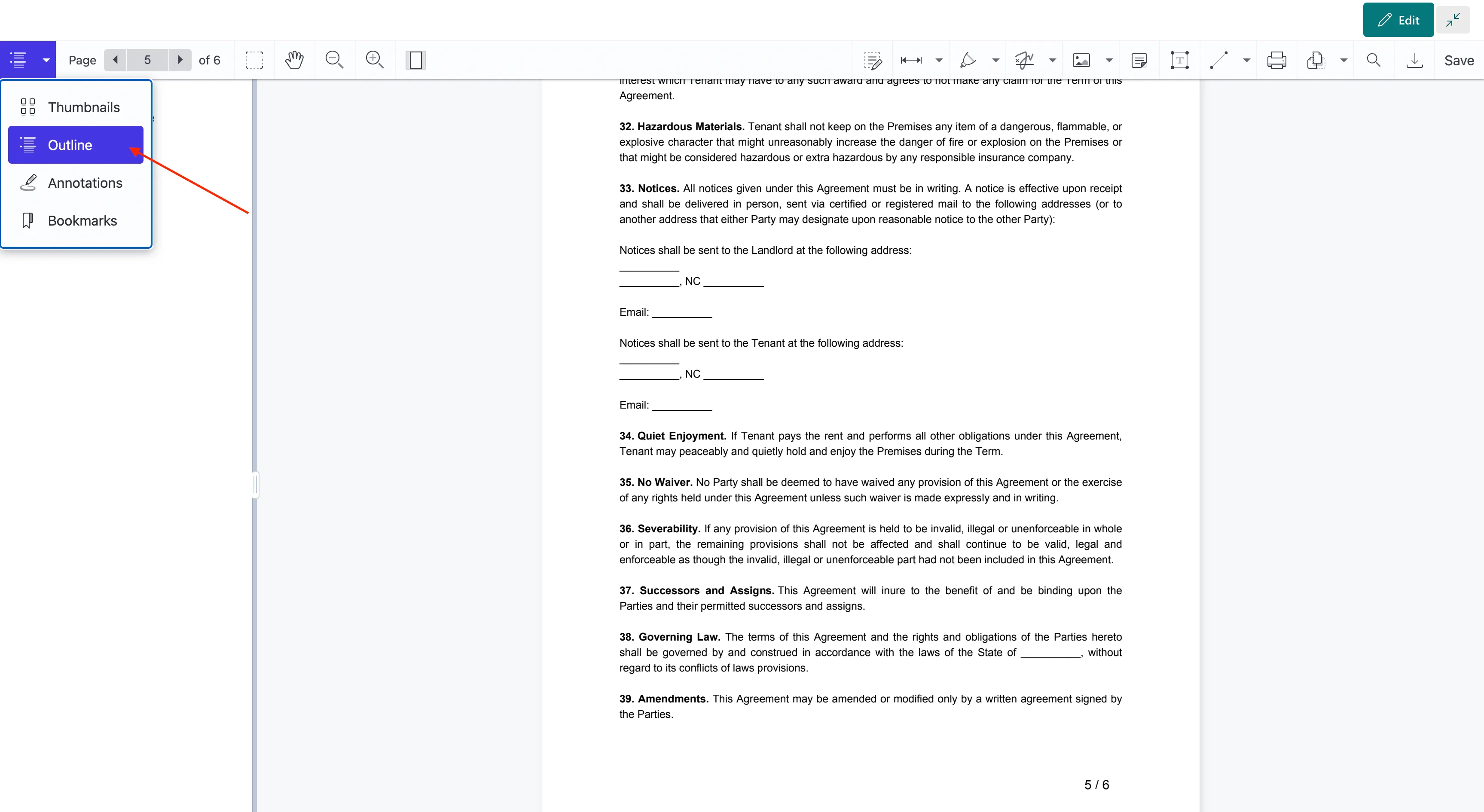 Document outline viewer
