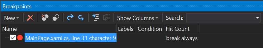 Visual Studio Breakpoints