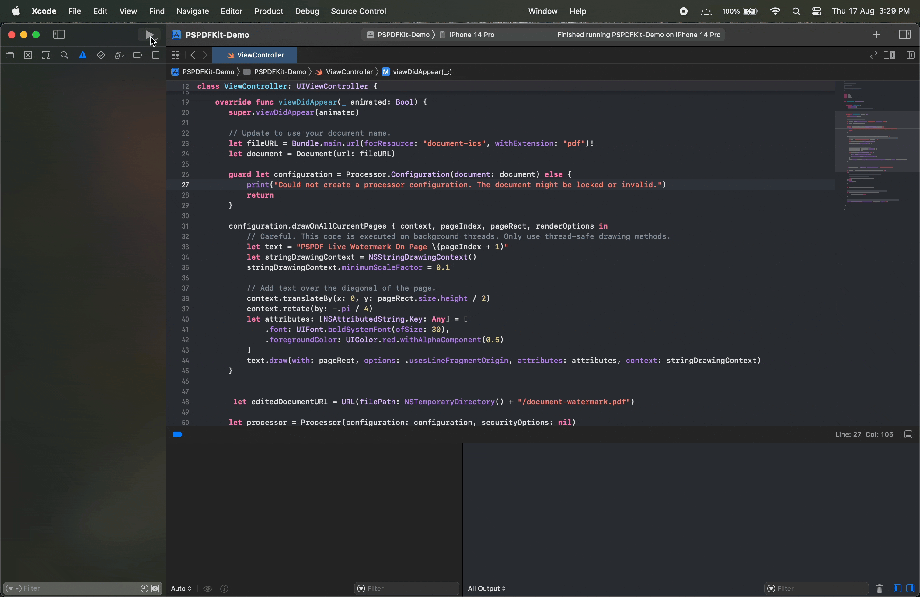 gif showing the working example on a simulator
