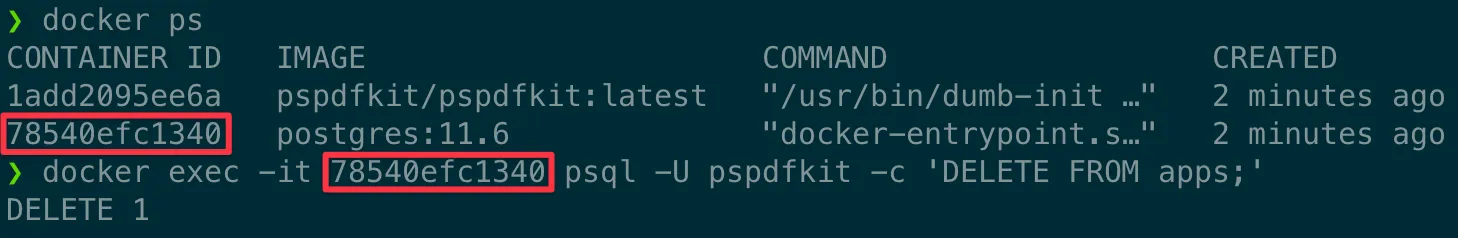 Docker Delete From Apps