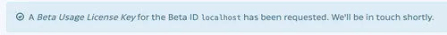 Request License Key for Web Beta usage dialog