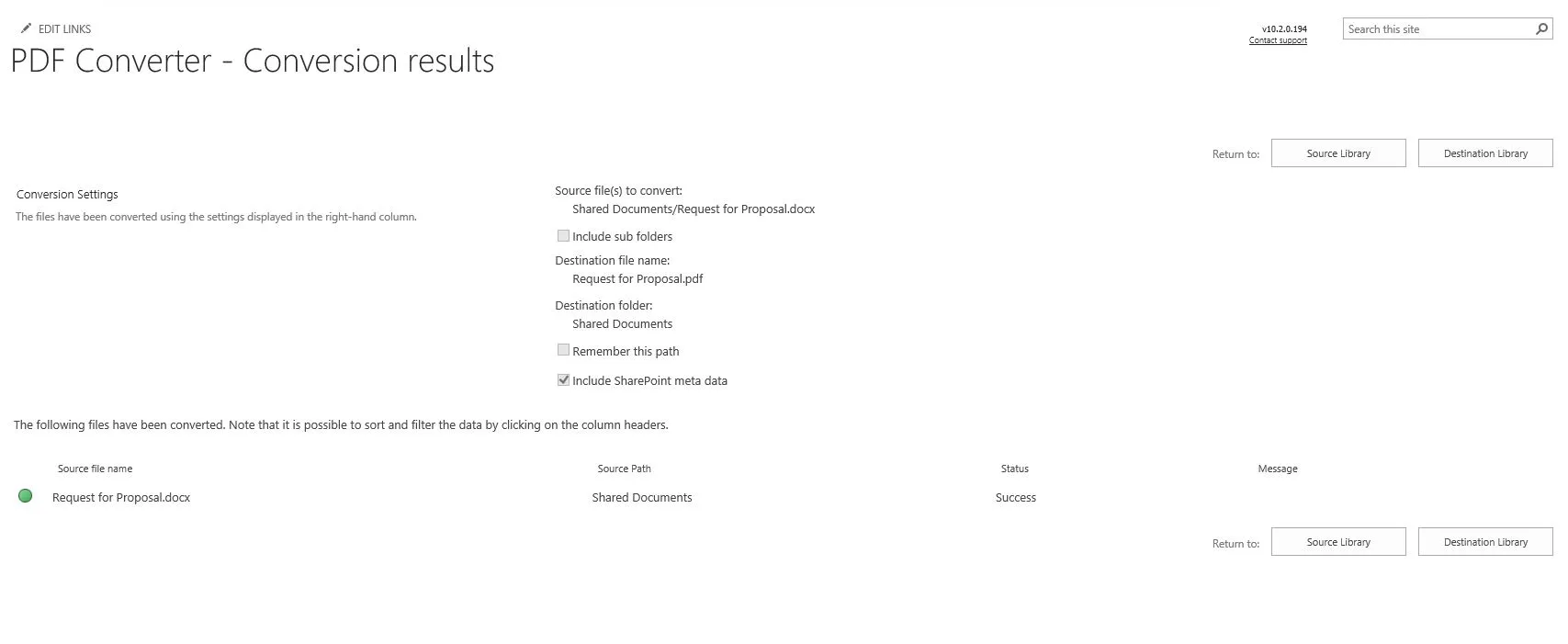 conversion results