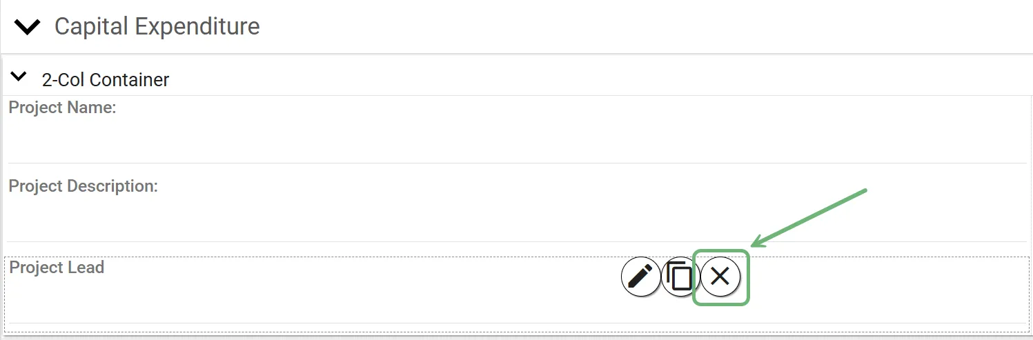 x button to delete questions