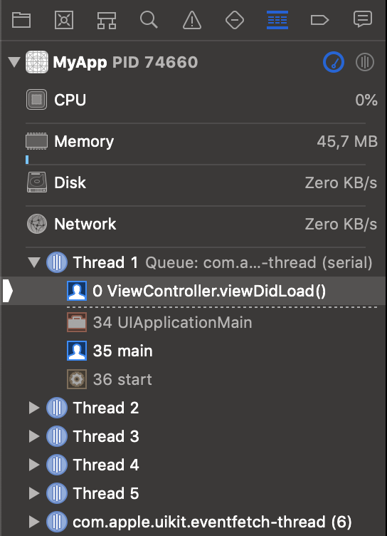 Xcode Call Stack