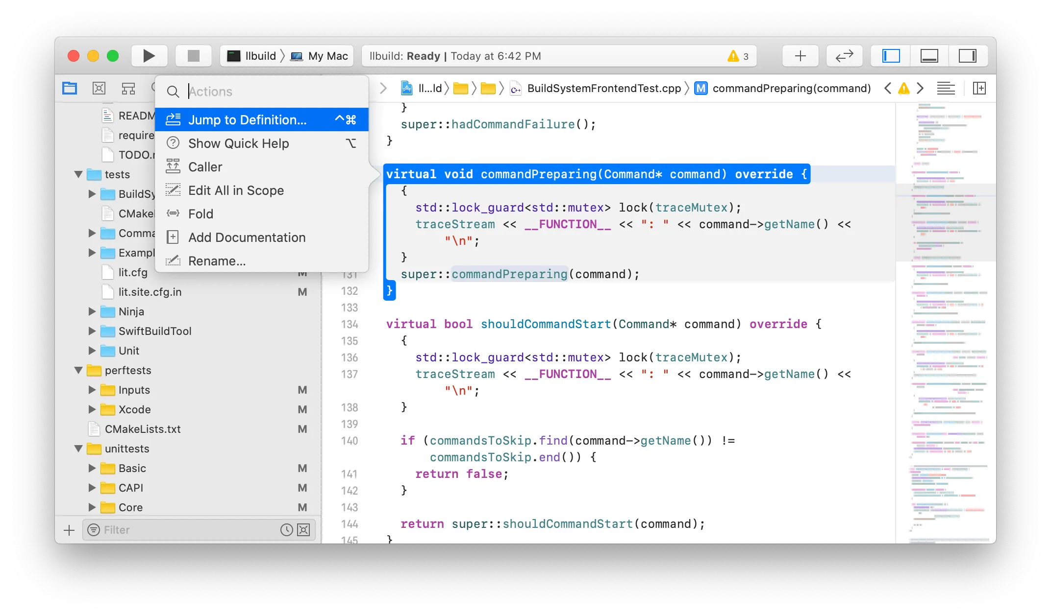Some Xcode code intelligence features for C++ code