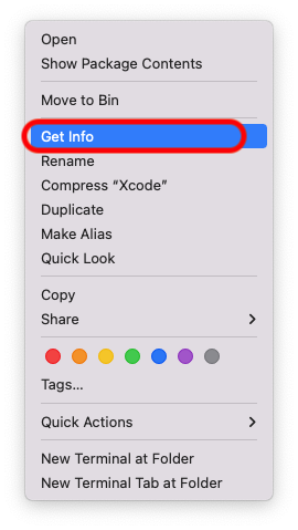 xcode-get-info