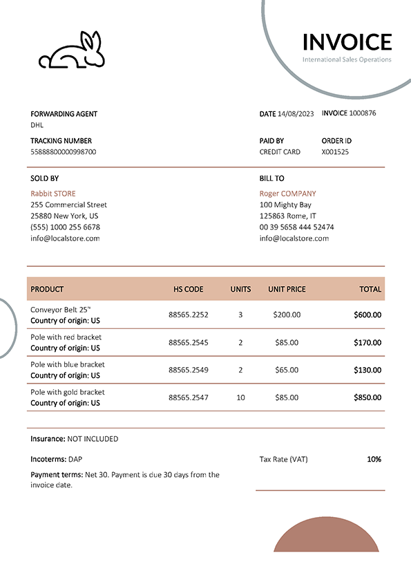 Sample invoice
