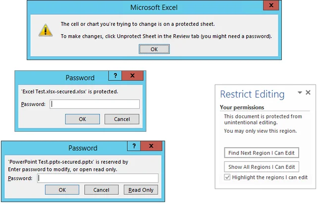 Office Security Dialogs
