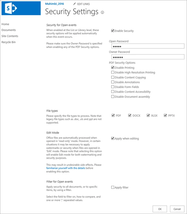 Secure On Open - SP2016
