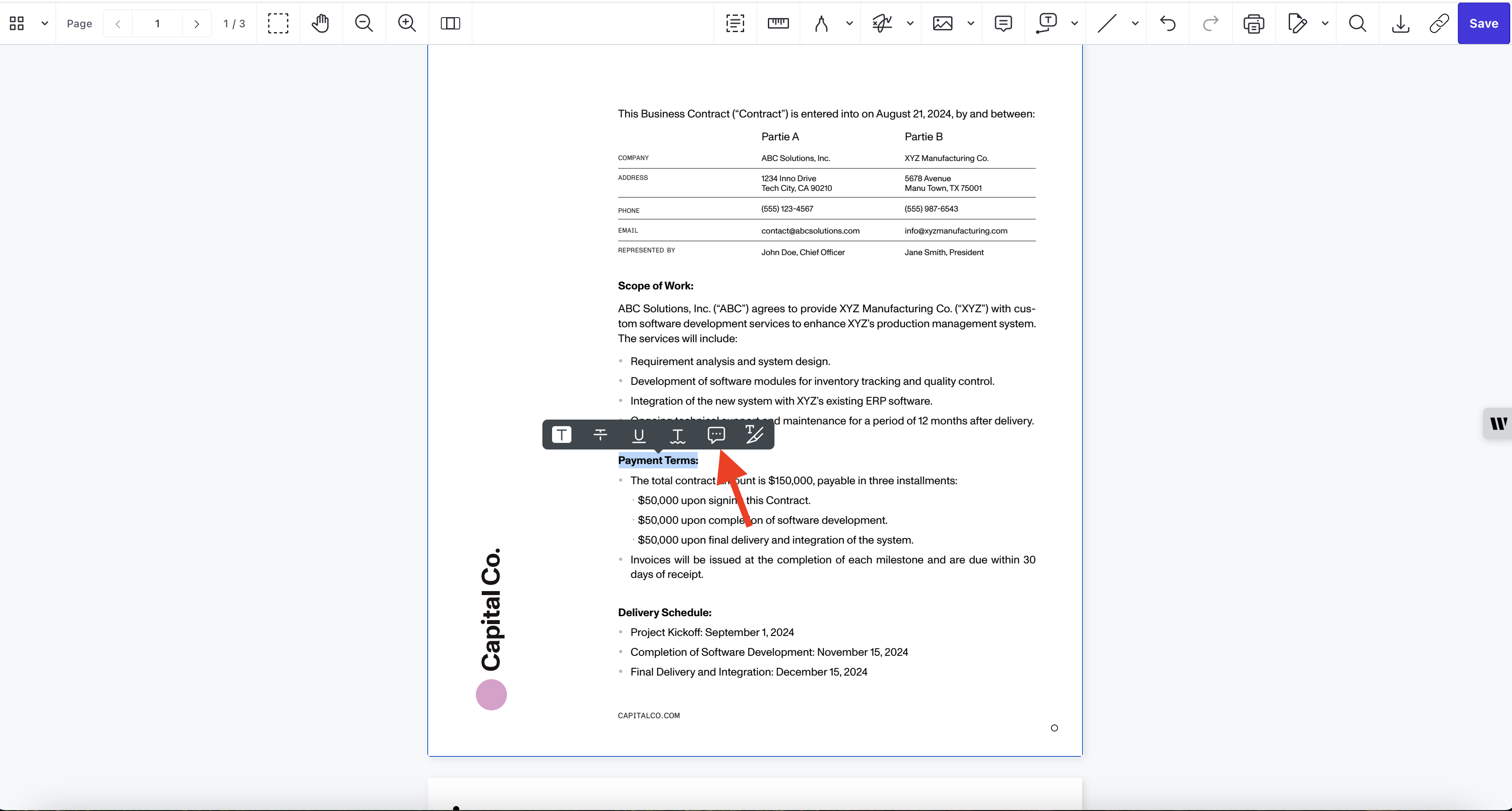 Add comments to PDF